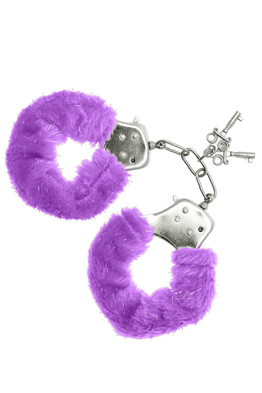 Наручники S Pleasures Furry Cuffs Purple з пухнастим оздобленням, 2 ключі в комплекті