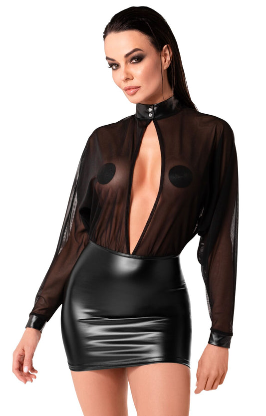 Сукня Noir Handmade F348 Powerwetlook and tulle dress - 6XL