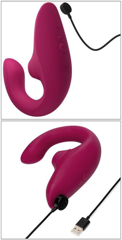 Вагінально-кліторальний стимулятор Womanizer Blend Vibrant Pink, вібрація + вакуум, 2 мотори