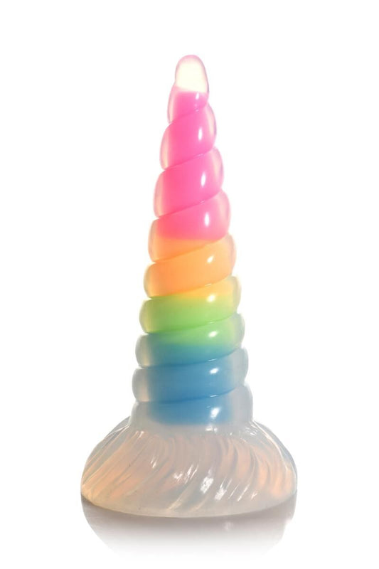 Фентезійний фалоімітатор Creature Cocks Luminescent Rainbow Silicone Dildo, світиться в темряві, 19,6 см
