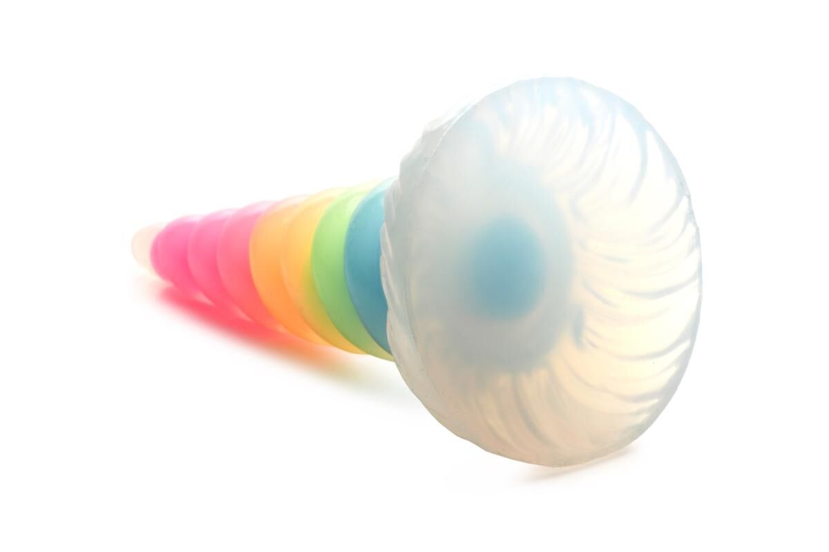 Фентезійний фалоімітатор Creature Cocks Luminescent Rainbow Silicone Dildo, світиться в темряві, 19,6 см